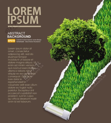 国外绿树创意环保海报