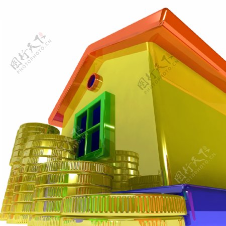 硬币在房子表明房地产投资