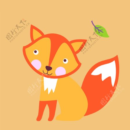 印花矢量图可爱卡通动物狐狸植物免费素材