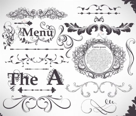 古典欧式花纹花边框装饰字母设计图片