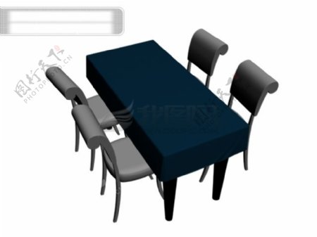 3d长条餐桌椅子