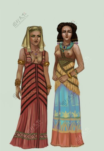 古埃及服饰插图图片
