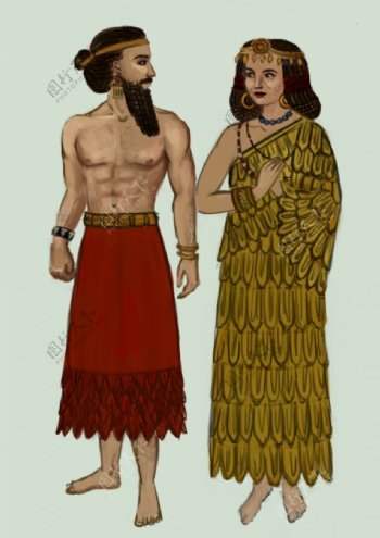 古埃及服饰插图图片