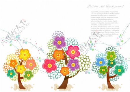 树木花朵装饰图案创意设计矢量