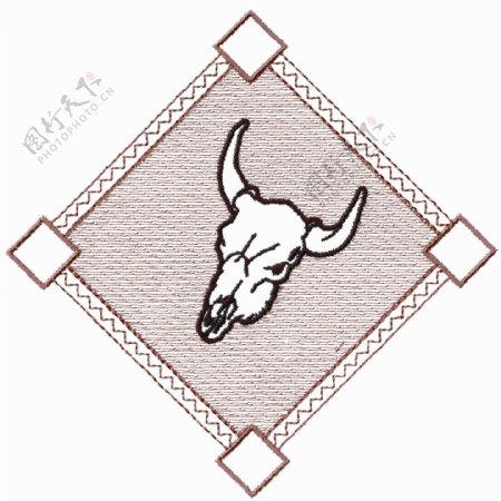 绣花动物牛色彩单色免费素材