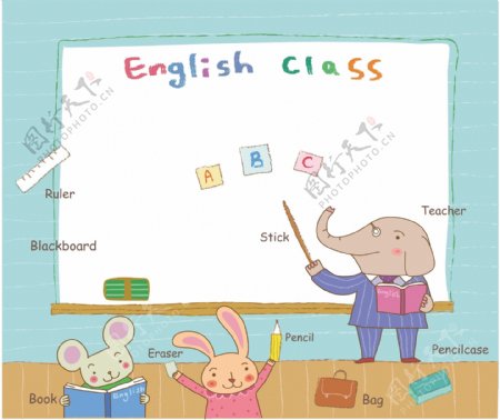 小动物的英语课堂图片