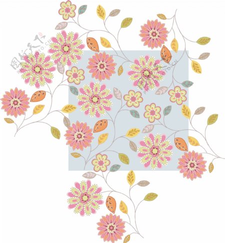 网页设计素材韩国花纹植物矢量背景底纹EPS