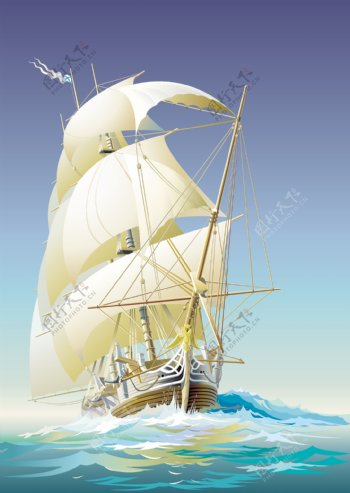 矢量手绘帆船素材图片
