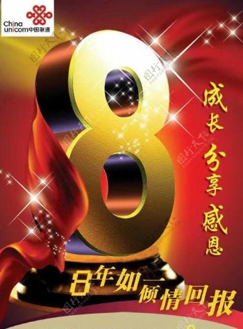 中国联通8周年庆PSD模板