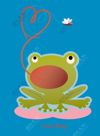 印花矢量图动物青蛙昆虫文字免费素材