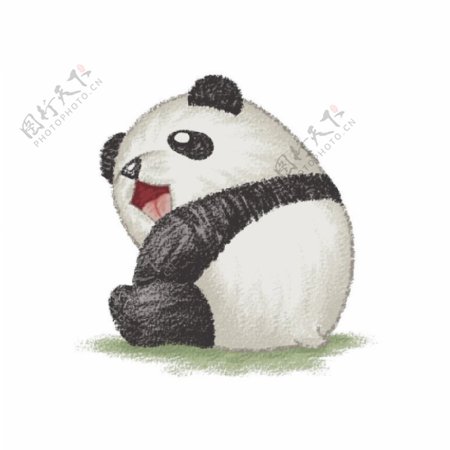 位图艺术效果手绘动物熊猫免费素材