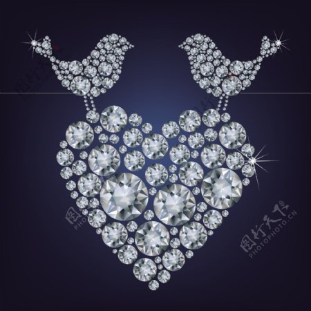 钻石鸟与爱心设计