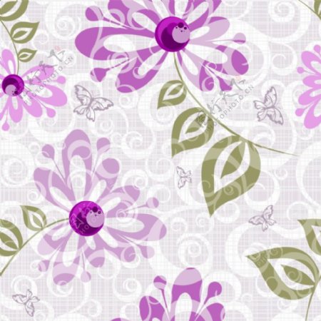 矢量素材精美紫花图案背景