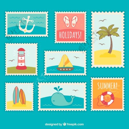 创意夏天邮票