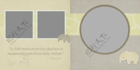 棕灰色小象相册模板图片