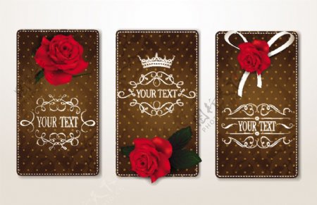 玫瑰装饰卡片矢量设计素材