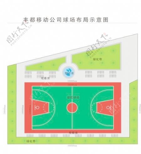 球场及周边绿化设计布局图