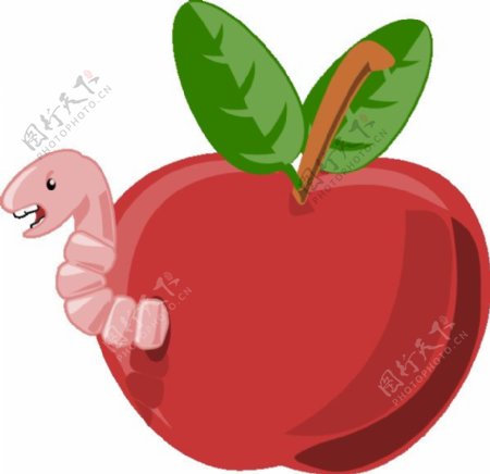卡通苹果蜗杆剪贴画