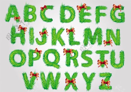圣诞英文字体字母草坪