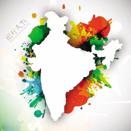 印度地图上的国旗颜色的共和国