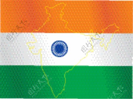 地图上的印度国旗的轮廓