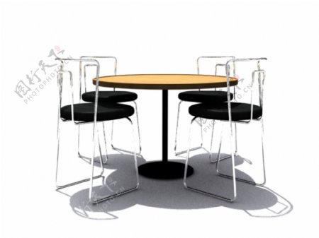 高脚餐桌椅3D模型