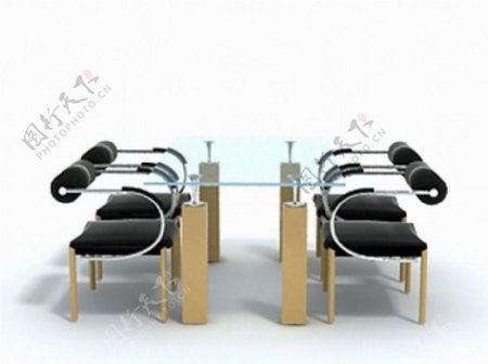 个性时尚4座餐桌椅3D模型
