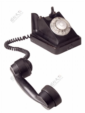 黑色老式电话白色隔离
