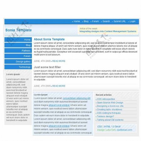 蓝色条状商务企业网站CSS模板