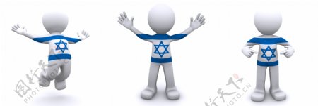 3D人物质感与以色列国旗