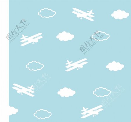 蓝天飞机白云图片
