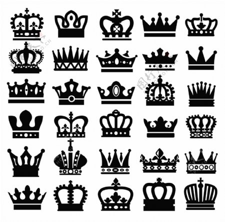 30款黑色王冠图标矢量素材图片