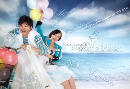 快乐海边婚纱样片图片