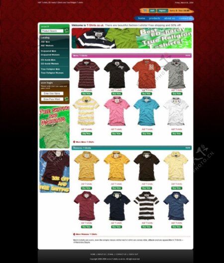 T恤衣服购物网站首页图片