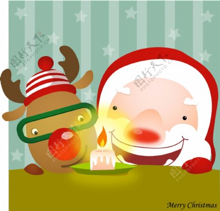 韩国素材圣诞老人与麋鹿图片