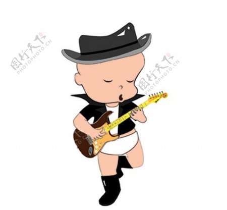 卡通婴儿吉他手图片