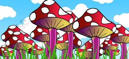 卡通蘑菇风景背景图片