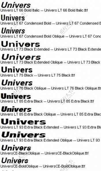 Univers系列字体打包下载