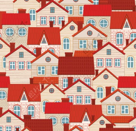 红色屋顶房屋建筑图片