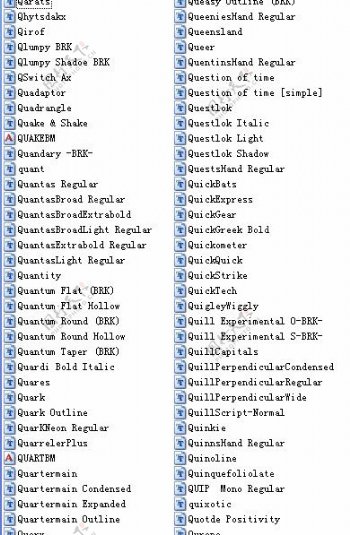 2010全新英文字体Q组