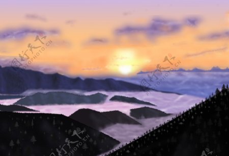 大山之晨图片
