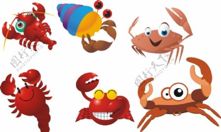 卡通螃蟹龙虾图片