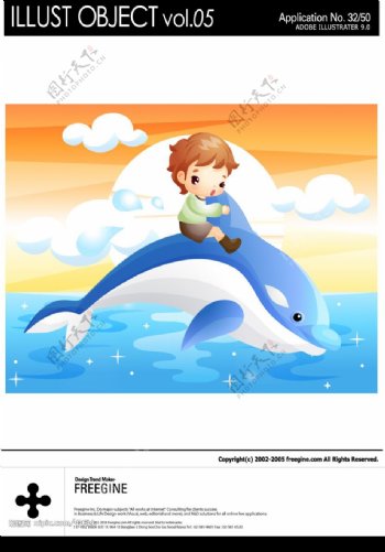 骑着鲸鱼的儿童图片