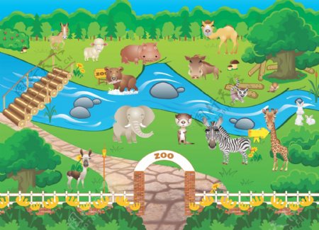 卡通动物园背景图片