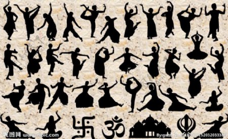 印度舞蹈剪影图片