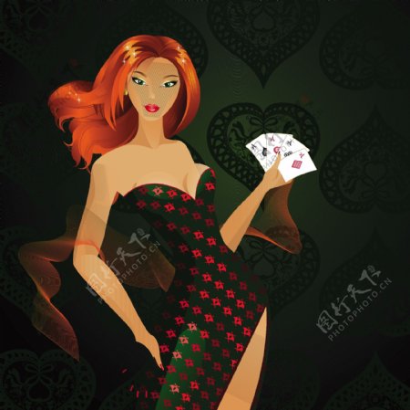 扑克女郎图片