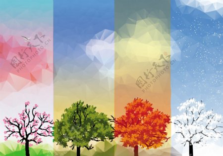 四季花纹树木图片
