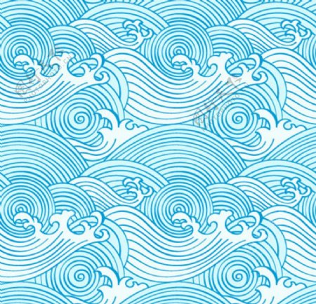 矢量蓝色海浪海洋背景底纹图片