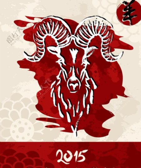 2015羊年羊头节日设计图片