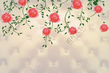 3D软包玫瑰花图片